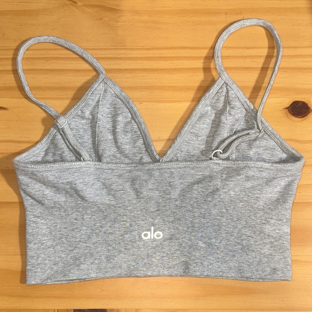 ALO Yoga Light Gray Ribbed V-Neck Bralette